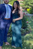 This dress was great! I had to get it hemmed buy otherwise it fit perfectly. I took my measurements and went with a Large. The stretch was perfect and comfy. I got so many compliments on it. Highly recommend! - Haley M.