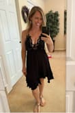 It fits well and compliments my body. Surprisingly, it's also built to nicely support my larger bust without a bra or pasties. I feel very sexy. My one complaint is that the bottom portion is see-through, so I had to buy a mini-slip on Amazon to be able to wear this dress. - Kristina K.