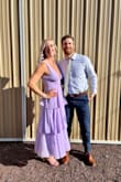 This dress is super cute! I purchased it for a wedding and the light lavender color is very flattering. The ruffles in the front are a fun touch and it's perfect for a night of dancing. - Stephanie S.