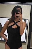 Very nice bodysuit. The material is nice and thick. You can wear a strapless bra. I needed to return and size up for this color bc it was very tight. (The same bodysuit in white fit much bigger and would need to be sized down.) - Kristen M.