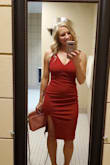 For the longest time I steered clear of red dresses because of my paler skin. Usually red clothing sets off a redish huge to my skin that doesn't look the greatest (thank goodness for spray tans!). 
BUT I have never received so many compliments at a wedding. This was a true show-stopper. 
Get. The. Dress. 
Side note: I will always be on the dance floor. And the slip under the dress did ride up, so I highly recommend wearing some spanx or spandex. - Briana N.