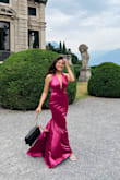 Last-minute delivery which thankfully arrived on time for a wedding in Italy. The material is so soft and very comfortable. I don't have a large bust, but this one hugs just right! The color is gorgeous and looks very expensive despite the price. 10/10 would buy in different colors for various events! - Shar A.