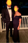 I'm 20 weeks pregnant and this dress fit me like a glove. Without making me look chubby, it flattered my baby bump and made my boobs look great. The sleeves on the arms also cover any excess arm fat! I had to have about 2 inches tailored off. But it was a beautiful dress for our black tie event. - Joanne A.
