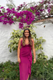 The dress looks beautiful on, just be mindful that you should order a bigger size. I'm always M but this one fit a little small. The style makes it look like I've got a little belly haha. And my dress tore on the sides, so order a size up to be safe if you're a little over the bigger side. - Lucia A.
