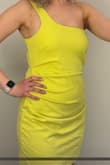 This dress is super flattering, I got medium and probably could have gotten a small but it still fit really well. It's a great length, not too short. The color is so fun. - Charlene H.