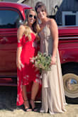 This dress was exactly what I was hoping for. Light, flowy, and flattering! I wore it to a summer wedding outdoors and it was great. Love the way it falls in the front to still show some leg. The material was easy to steam and very comfortable to wear all night. - Chelsey T.