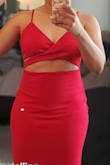 This dress is so beautiful and comfortable on. I love the quality material and how it feels you still have room to stretch a little which allows you to move around without feeling you going to burst out of it. My husband really loved it as well... - Katrice P.