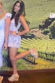 Flattering, adorable romper. I wore this wine tasting and received so many compliments. The material is lightweight. - Lynette H.