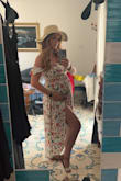 Cute outfit. Great length. Not right or constricting. Plenty of stretch and bump friendly. Sized up to a medium. 27 weeks pregnant - Jillian M.