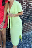 I bought this dress for a bridal shower and it came within a few days like always with Lulu's! The top portion was a little loose since I'm pretty flat-chested, but I just tied it tighter. I think I probably could have ordered a size down, but I was worried the waist would be too small. Heads up that it does wrinkle easily so you NEED to steam or iron it before you wear it. Overall, the dress was super comfortable and I received a lot of compliments! - Madeline P.