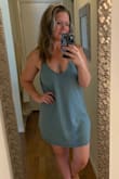 Cute dress. The material is a bit on the thin side, but not so much that panties show through. It is a tad more fitted on my hips (L- 41'), but it's still great for wearing at home & running errands on hot days. Great color. It's my go to to throw on every day. Wish there were more colors! Super casual easy-wear dress. - Casey M.