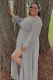 This is really beautiful, stays on perfect all night, now I'm 5'5" I had to get it altered from the bottom, I'm a short girl. Besides that, I loved the dress, check out the pictures! So you can picture yourself in the dress. - Hiracema V.