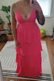 Shorter and less-busty gals, this is your dress. Ordered for a formal, Indian wedding but felt way too exposed for that kind of event. The length *just* touched the floor without shoes, so it was too short for my liking once I had shoes on. Color is super vibrant and fun! - Lena N.