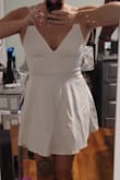 This dress is so cute!!! Fits true to size and major plus you don't have to wear a bra with it! I cannot wait to wear this out for my bachelorette party!!

The pictures are awkward but it gives you an idea! This dress is an absolute must!! - Amanda K.