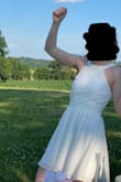 I wore this dress in my wedding and I loved it!! I ordered a medium (which is my size always) but the chest and waist part was too big. So I got a small and it fit perfectly! I'm 5'9 and I thought it would be too short but no, it was perfect. - Gabriele Z.