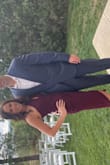 I'm 5'6" with an athletic build (pretty decent butt and thighs, small chest, and lean arms) and the small was perfect. This was very complementary to my shape and hugged in the right places. The rouching and way the fabric lays is forgiving for your lower half. Classy length too! - Lauren H.