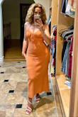 True to size! the length is perfect for my height. The fabric is elasticized to the right point, thought it was gonna stretch out after a couple of hours but it didn't.  I wore it with clear flat sandals for a casual day out and to make it a little chicer in the evening with white heels. Love the color, especially for these beautiful summer days! - Anna D.