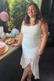 Absolutely love this dress, bought it for my bridal shower. I get nervous with a maxi or high/low dress being 5'0" but this will work perfectly with heels. The dress gives you such a nice shape and is figure flattering if you're already curvier. - April R.