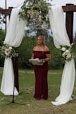 I wore this dress as the Mother of the Groom and Officiant. I absolutely love it. It fit like a glove. The fabric is nice and thick but comfortable with an excellent liner. I'm thankful it had extra length, it's easier to get a dress hemmed than to deal with one that is too short. I received numerous compliments all evening. - Stephanie G.