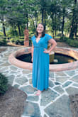 Great material and fit. it felt super nice! I had to use fashion tape to hold the top part up so my bra wouldn't show. The light blue color did show a little sweat but it wasn't a huge deal. I got the L at first and it was a little tight in the arms and back. The XL felt better to me! - Bethany K.