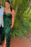 I should've listened to the reviews when I bought the dress but I had hoped they were exaggerating. The zipper got stuck from the moment I put on the dress. I ordered it a larger size so it wasn't even tight, it's just terrible quality. It also ripped in the back because the material is so cheap, and in the front, the wire literally popped out in the middle of the wedding I was at. It looked like when a bra wire rips through the material. So horrible I have to pay to get this fixed. Too bad because the dress looked beautiful. You can't see it in the pics because the rip is in the back and the wire popped after the picture. - Adri I.