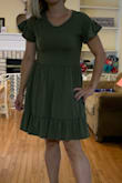 I wore this to a baby shower. Great length for me. The material is nice. Very comfortable! Not crazy about ruffles but wanted to try something different. I wore Spanx underneath for the midsection. - Nicole W.