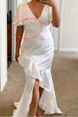 The fit on this is great! There is a flaw on the dress at the waistline. There seems to be excess threads/materials bunched up right in the middle so that is disappointing. Lots of movement and chic. There was a flaw, I am in between a medium & large in most dresses. Happy I went with the large. It is a figure-flattering fitted dress, shapewear recommended but the material is very high quality and thick. - Kristina L.