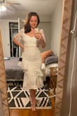 This had a really fun vibe but would have needed to be altered to be flattering on me. The top was big in the shoulders and gapped in the back. Would be more flattering on an hourglass figure, and someone taller - I would have had to wear heels. - Marlane B.