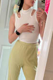 I got this top on sale, and I think it's super cute! Of course, it is a smidge see-through since it's white, but it looks fine with my nude pasties underneath. The fabric is soft and stretchy! - Kelsey A.