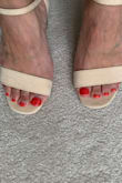 True to size and color. The strap around the ankles was comfortable but around the toes was too tight. If you are medium to wide feet definitely do not recommend. I normally fit on medium sandals and one of the shoes was smaller around the toes. If quality control was better and the strap were the same on both, I would have kept the shoes. As you can see in [my] photo my one foot doesn't fit as well as the other. Sadly I had to return it. - Marinelle H.