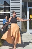 I'm 48 and have not worn a crop top since high school but I love this high-waisted skirt with Lulus tied back crop. Waist fits but could be a bit looser as I'm dropping weight it will be perfect in 10 less lb. - Jennifer C.
