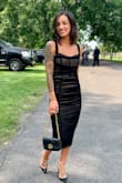 Ok, so I did not want to take this dress off! I received so many compliments and so will YOU! I am petite and the XS works perfect for me and even still was a little snug which is perfect if you like your dresses on the tighter side! A great wedding guest dress or something to wear to a formal evening event. - Marisa S.
