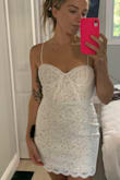 Bought this for my engagement party! Really pretty dress but had a hard time getting the busy to fit me and look good. Would recommend sizing down if you have a medium to small breast size. - Hannah W.
