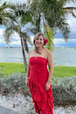 Great dress!! Wore for a summer beach wedding. It was perfect! I ordered a Medium. Fit was great! Fabric good. Light and flowy. - Catherine B.