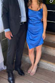 I had so many compliments on the pretty color and fit of this dress. It is a flattering fit and very true blue color. I wore this to a wedding and can't wait for another opportunity to wear it again - Madeline P.