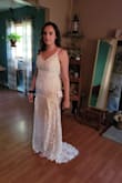 Loved the little train on this dress, but it was not flattering on my body type. Definitely better for slimmer women without love handles or any belly! - Kaylin S.