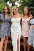 I sized up to a large bc I am 20 weeks pregnant and about 7 pounds over my usual weight and the dress was super flattering! - Loren J.
