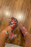 Most amazing shoe! The straps over the foot are quilt like so super comfy. Was able to dance for hours in these. So many compliments.  Love them! Wore with Pleated short/jacket set and red crop from Lulus. - Kristina G.