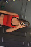 The straps are a little long and too far apart. They fall off my shoulders a lot and when they are on my shoulders they bunch at the beginning of the straps. Still wearable just annoying to have to constantly pull the straps back onto my shoulders. Very cute color and a nice crop though. Very stretchy too. - Marina M.