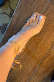 These shoes are awesome! The color goes with anything and it's under 4" yet it looks much higher! Being 5'11, that's a hard thing to find! Strongly recommend! - Rachel C.