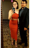 I loved this dress! I actually spilled something on my dress when I wore it out, and I just turned it around so I could still take a cute pic. Fits great, very comfortable. - Carlie Q.