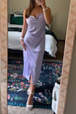 I normally need an x-small to fit my waist but a small to medium to fit my bust. The overall fit was great. My personal preference I would have liked to waist to be a little tighter but I think if it would have been the fabric would not have laid as beautifully as it did. The color is stunning and I got so many compliments on it! - Rose G.