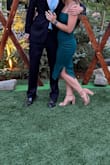 Wore this dress to a wedding and it was so cute! The material is pretty thick so it's very flattering. The green is slightly different in person than in pictures but still really nice. Highly recommend! - Julie P.