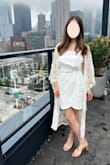 I was really surprised by this dress and the hefty quality of it. It's a thicker stretchy material that just hugs the body the right way. It hugs in the right spot and if you're uncomfortable about it being too tight around the belly area, don't worry. The extra flap in front helps hide that area if you are self-conscious. I highly recommend steaming this dress like crazy. It comes very wrinkled and it's hard to tell where the pleats in the chest area are supposed to fold, so I suggest a steam because it will just know where the natural fold is.
I wore this for my bridal shower and plan to wear it for my bachelorette party as well. - Caitlin W.