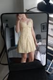 The quality is amazing, the color and fabric are so beautiful, but wrinkles super easy.... sitting for dinner the dress was so wrinkly.
It's very true to a size small for me, not too short either but the bust is too small the top button stretches out when I wear it, overall, I'm so so so happy. - Natasha B.