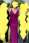 This dress was perfect for a "black tie optional" wedding!  It fit me perfectly.  The material was heavier than I anticipated, but it's also what allows it to fit and lay like it did.  I did not need to alter it at all.  I did wear 3 inch heels with it. Simple and elegant. I received so many compliments....I felt like a million bucks! - Anna J.