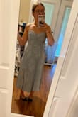 Got this for a wedding in a few months and it's so cute! It fits really well, and it's lined enough that you don't really need a bra, especially if you have a smaller bust. It's more sparkly in person too! Kind of long on me, but that's just because I'm short, and heels will help. Comfy too! - Michaela W.