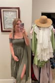 Very cute, flowy, comfy dress! I ordered a medium bc I read it runs small on the arms and it fits perfect! Just need to buy the right sandals for it... - Rebecca D.