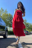 I'm so glad this dress fit bc I thought it was stunning online, and it was even more stunning in person! Fit just right, and was so comfortable, felt like a bright red princess. - Hannah W.