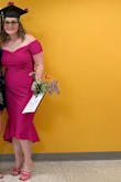 I felt a little daring choosing to order this dress for my graduation given I am at the largest size I've been and this is form fitting but I received a lot of compliments and it was very comfortable to wear! It was a little loose on the shoulders and bust area but that is likely because I am unusually small shoulders no matter what size I am. Everything considered, I was very happy with my choice. - Diana T.